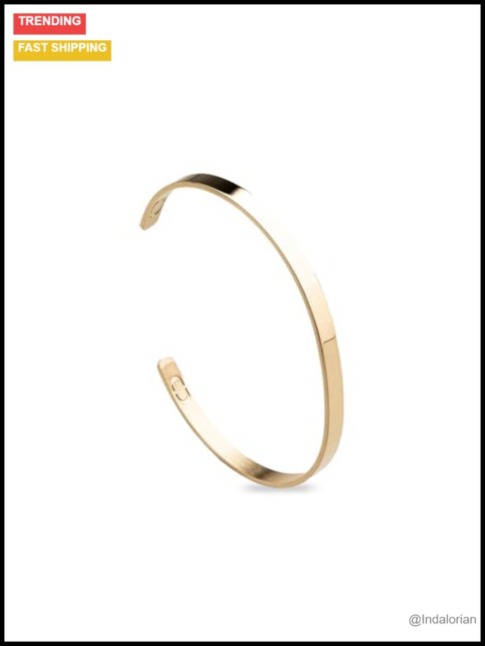 5mm Curb Chain Cuff Bracelet 18k Gold Plated Stainless Steel